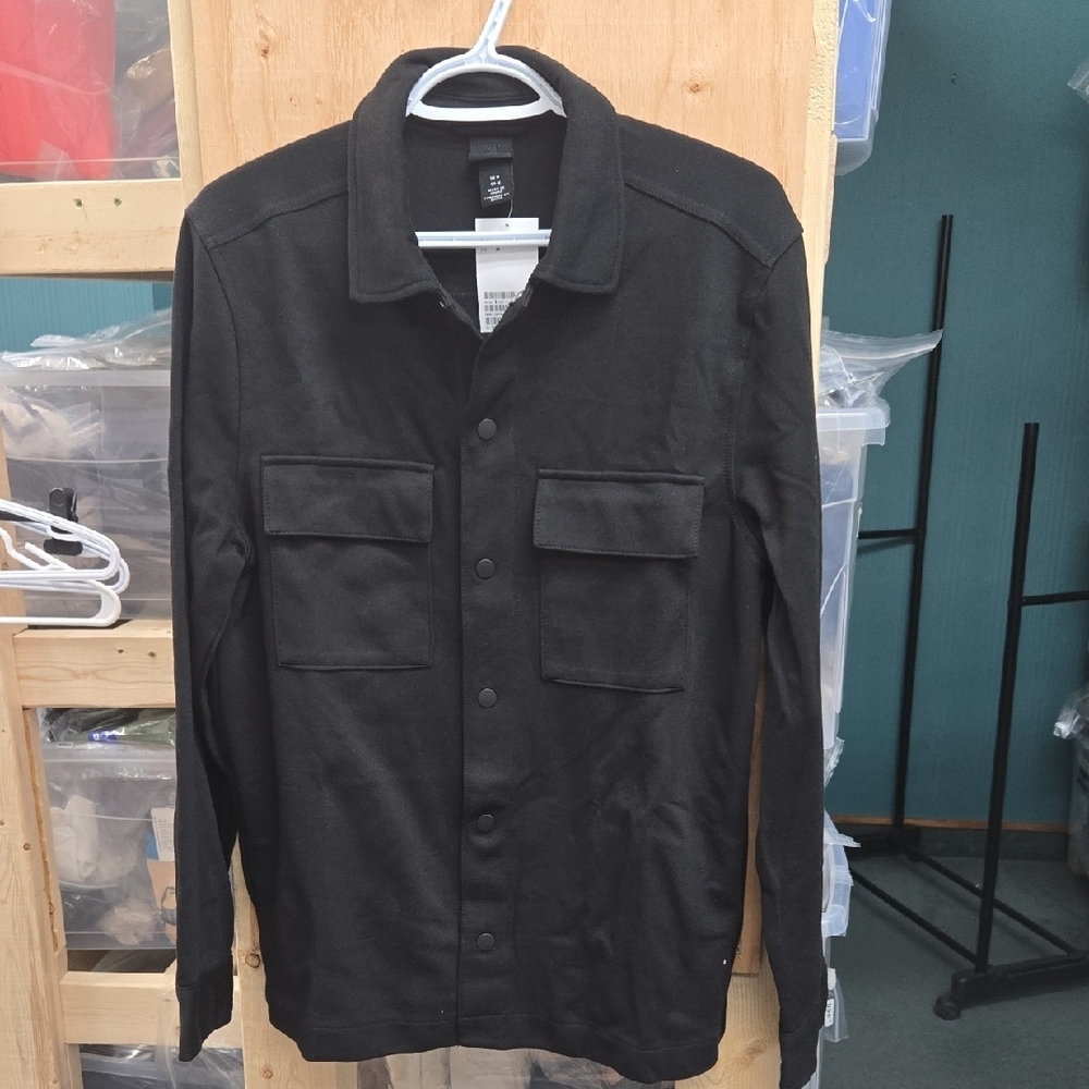 H&M Size M Black Snap Button Up Shacket
